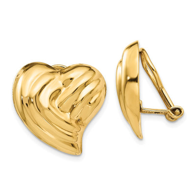 14K Non-pierced Heart Earrings