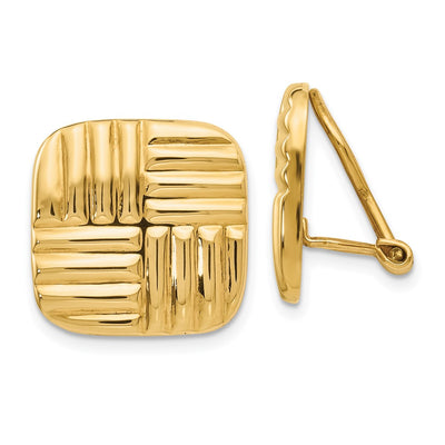 14K Non-pierced Basket weave Earrings