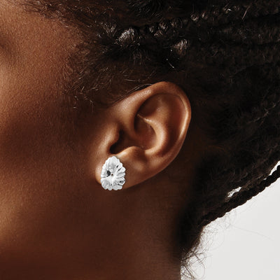 14K White Gold Floral Earring Jackets, 15 x 14mm