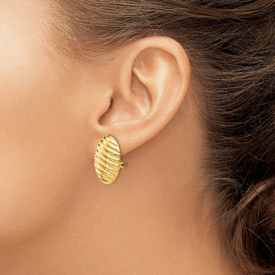 14K Polished Button Non-pierced Omega Back Earrings