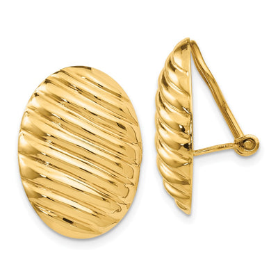 14K Polished Button Non-pierced Omega Back Earrings