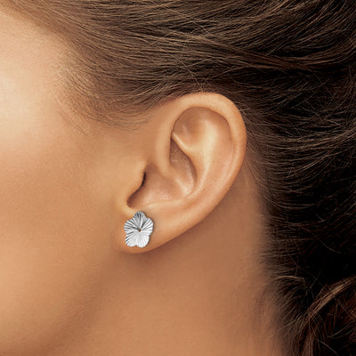 14K White Gold Fancy Earring Jackets, 7 x 7mm