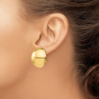 14K Omega Clip Half Ball Non-pierced Earrings, 24 x 24mm
