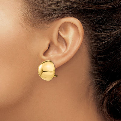 14K Omega Clip Half Ball Non-pierced Earrings, 20 x 20mm