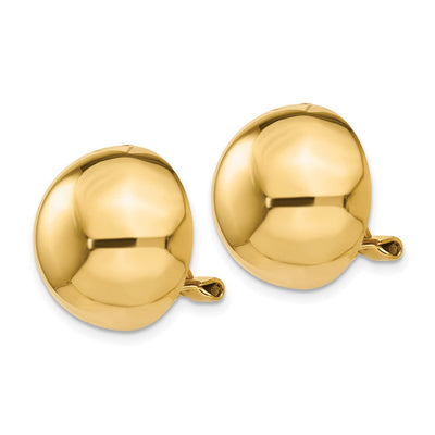 14K Omega Clip Half Ball Non-pierced Earrings, 16 x 16mm