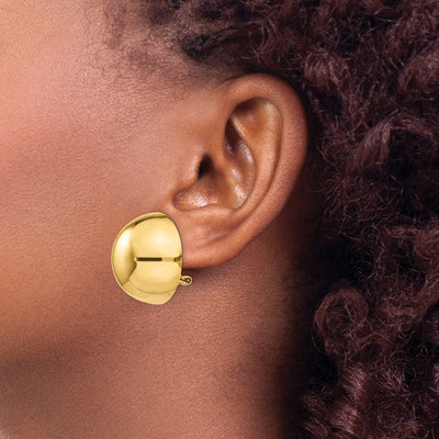 14K Omega Clip Half Ball Earrings, 24 x 24mm