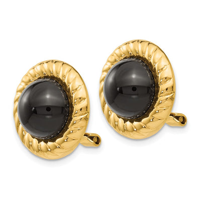 14K Omega Clip Non-Pierced Onyx Earrings