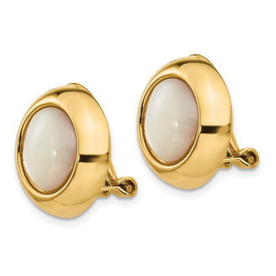 14K Omega Clip MOP Non-pierced Earrings