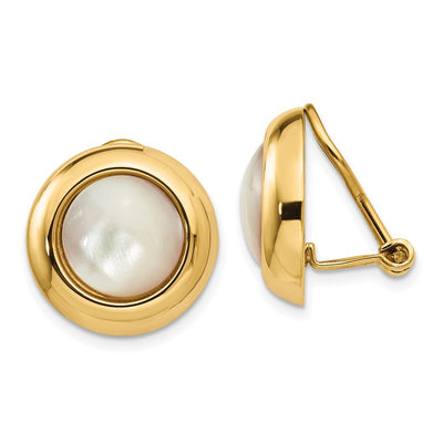 14K Omega Clip MOP Non-pierced Earrings