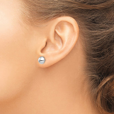 14K White Gold Half Ball Post Earrings, 8 x 8mm