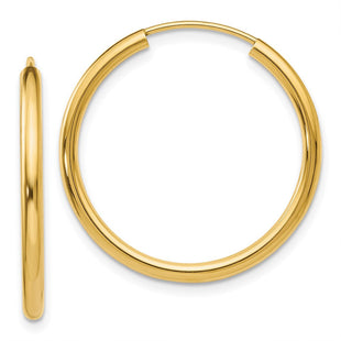 14k Polished Round Endless Hoop Earrings (Style H980)
