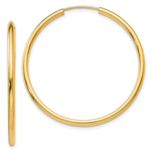 14k Polished Round Endless Hoop Earrings (Style H983)