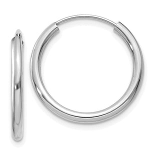 14k White Gold Polished Endless Hoop Earrings (Style H991)