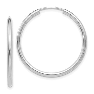 14k White Gold Polished Endless Hoop Earrings (Style H993)