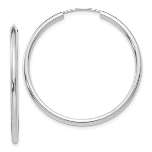 14k White Gold Polished Endless Hoop Earrings (Style H994)