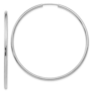 14k White Gold Polished Endless Hoop Earrings (Style H998)