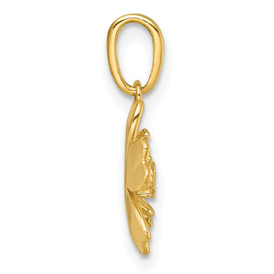14K with White Rhodium Polished Blooming Flower Charm, 19.6 x 11.55mm