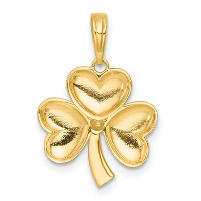 14K with White Rhodium Polished 3-Leaf Clover Charm