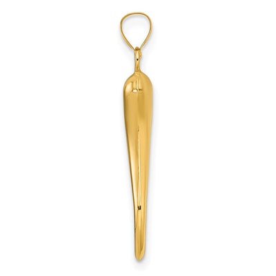 14K Polished Hollow 3D Italian Horn Pendant, 23.98 x 4.4mm