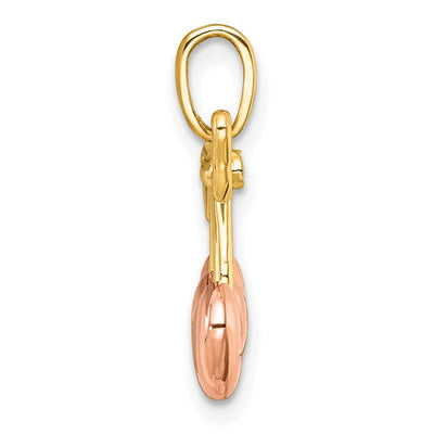 14K with White Rhodium and Rose-plating Polished Heart Cherries Charm