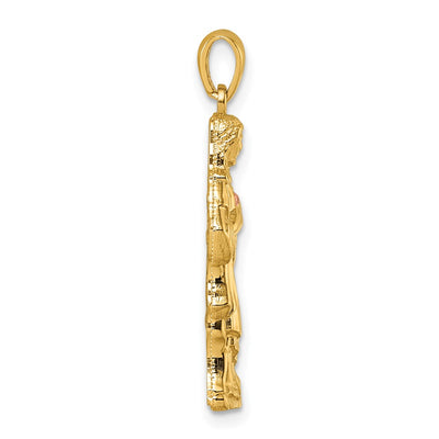 14K with Rose-tone Polished Sacred Heart of Jesus Pendant