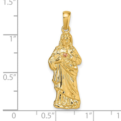 14K with Rose-tone Polished Sacred Heart of Jesus Pendant