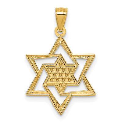 14K Polished and Diamond-cut Star Of David Religious Pendant