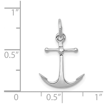 14K White Gold Solid Polished 3-D Anchor Charm, 21 x 14mm