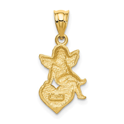 14K Enameled Angel on Heart Pendant