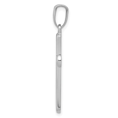 14K White Gold Hollow Cross Pendant, 33 x 16mm