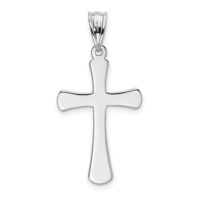 14K White Gold Hollow Cross Pendant, 33 x 16mm