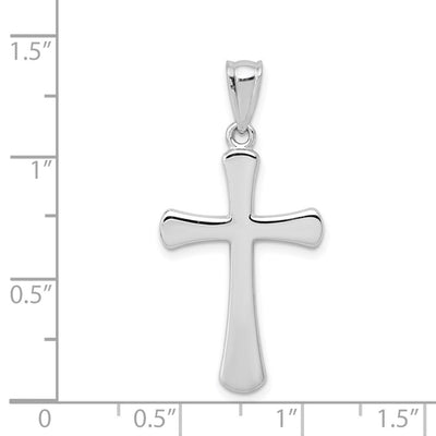 14K White Gold Hollow Cross Pendant, 33 x 16mm