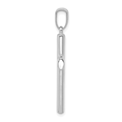 14K White Gold Hollow Cross Pendant, 35.4 x 17.5mm