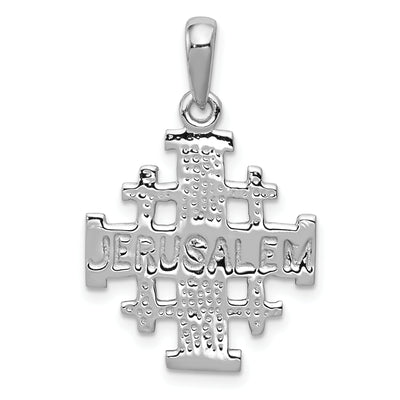14K White Gold Jerusalem Cross Pendant, 30 x 24mm