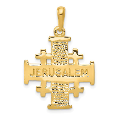 14K Jerusalem Cross Pendant, 32 x 22mm