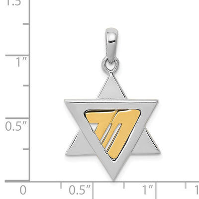 14K Two-tone Star of David Pendant, 31 x 20mm
