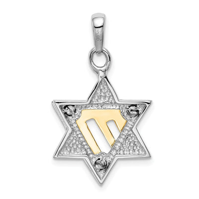 14K Two-tone Star of David Pendant, 31 x 18mm