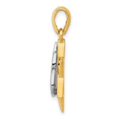 14K Two-tone Star of David Pendant, 30 x 18mm