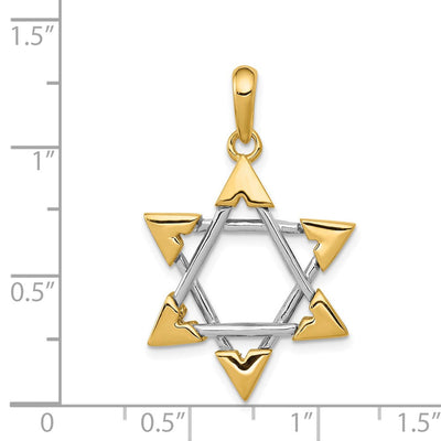 14K Two-tone Star of David Pendant, 33 x 21mm