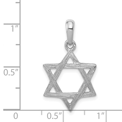 14K White Gold Star Of David Pendant, 24 x 15mm