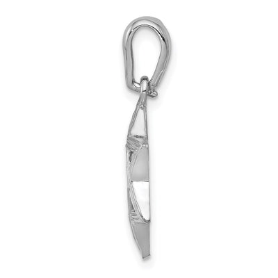14K White Gold Star Of David Pendant, 25 x 14mm