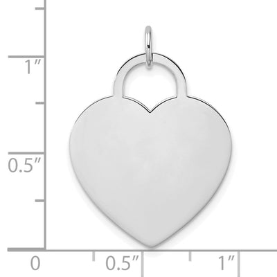 14K White Gold Heart Disc Charm, 35 x 22mm