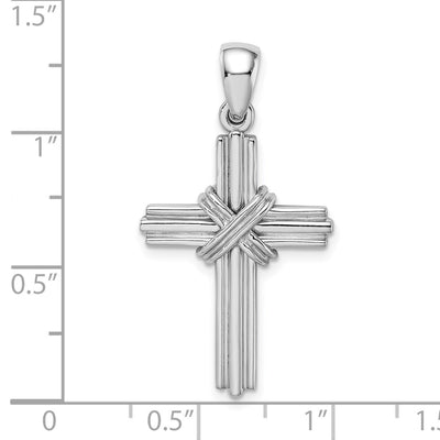 14K White Gold Passion Cross Pendant, 35.15 x 19.45mm