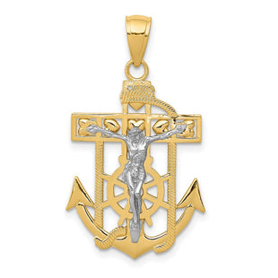 14k Two-tone Mariner's Crucifix Pendant (Style K2209)