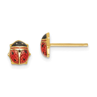 14k Enameled Ladybug Earrings (Style K262)