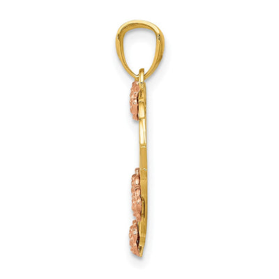 14K Two-tone w/White Rhodium Grandma Heart Pendant, 22 x 20mm
