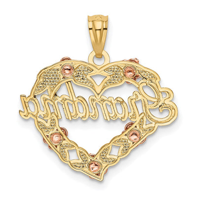 14K Two-tone w/White Rhodium Grandma Heart Pendant, 22 x 20mm