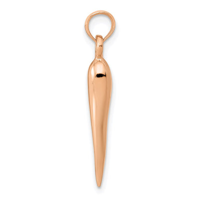 14K Rose Gold Medium 3D Italian Horn Pendant