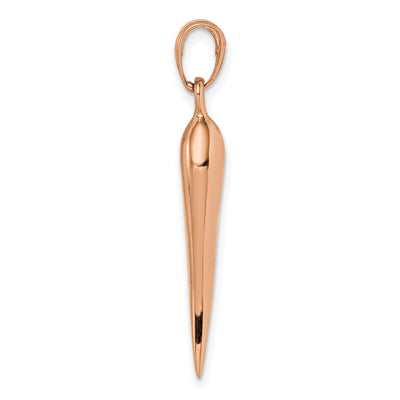 14K Rose Gold Large 3D Italian Horn Pendant
