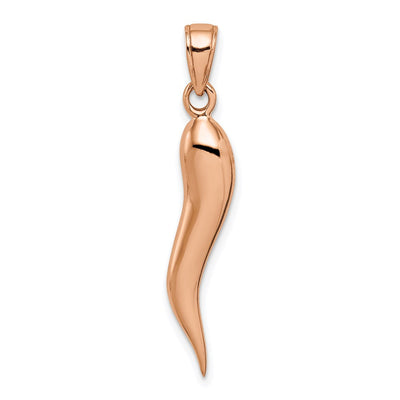 14K Rose Gold Large 3D Italian Horn Pendant